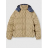 Doudoune beige à capuche avec motif monogramme